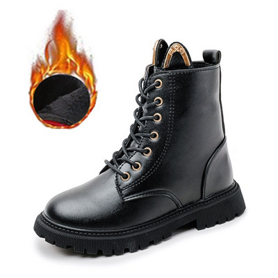 Botine fete iarna 2022 noi cizme din piele coreeană pentru copii pentru fete metal urechi de pisică design copii modă cizme fetițe