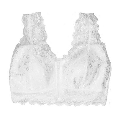 Sutien cu fermoar în față cu fermoar în față cupa întreagă Sutiene sexy din dantelă pentru femei Bralette Top fără sudură fără fir Gather Brassiere Mujer