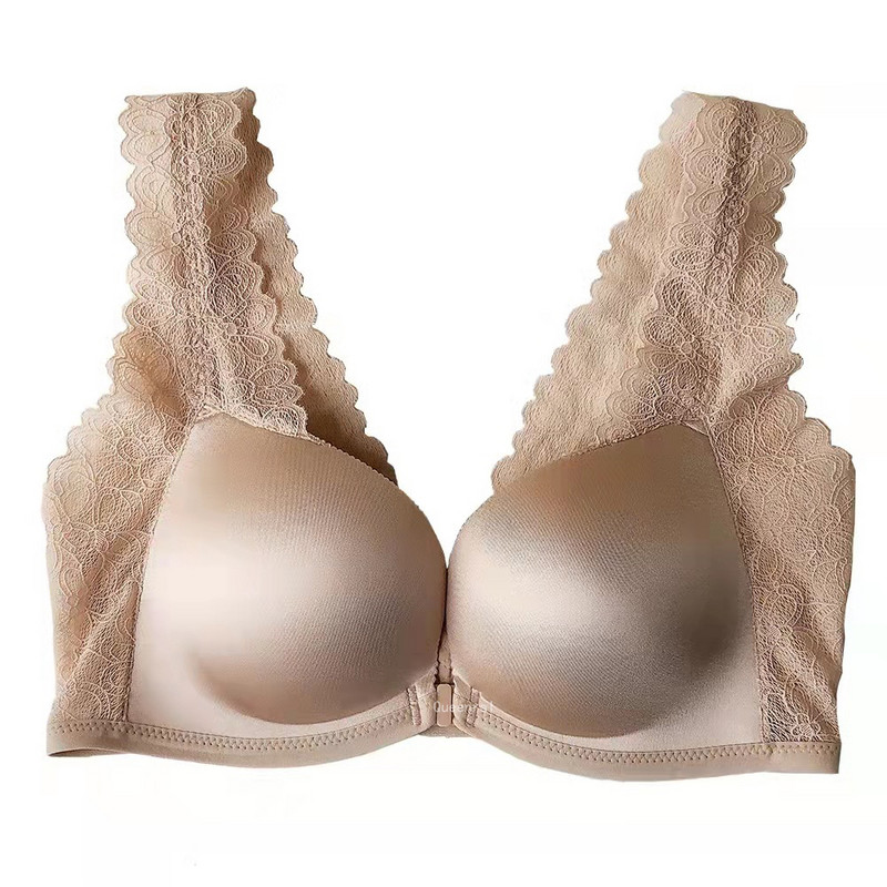 Sutien Push Up Sexy Set de lenjerie intimă pentru femei Lenjerie din dantelă Cataramă în față Seturi frumoase de bralette pentru spate Ascundere laterală Set de sutien confortabil pentru lapte