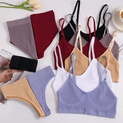 Дамски сутиен Комплект бикини Секси Push Up Bralette Дамско фитнес безшевно бельо Спортно бельо Комплект сутиени Потници Crop Tops S-XL