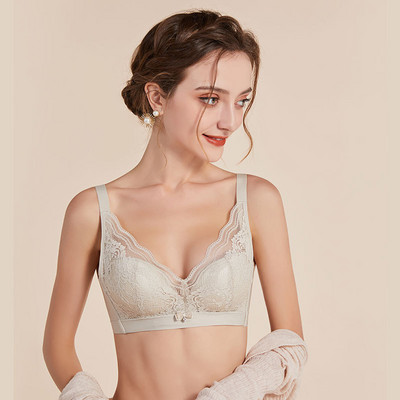 2023 Noua lenjerie de mătase Sutien franțuzesc sexy pentru femei fără inel de oțel sutien subțire din dantelă respirabilă