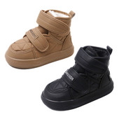 Cizme de iarnă pentru copii coreeni 2023 pentru băieți, fete, din piele, cizme de zăpadă calde, cu șnur, pantofi din bumbac pentru copii, cu talpă moale