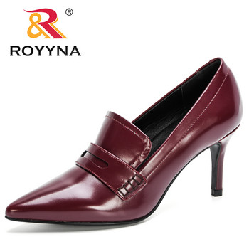 ROYYNA Нови дизайнерски оригинални висококачествени дамски обувки с остри пръсти, тънки токчета, хубави кожени сватбени обувки Feminimo