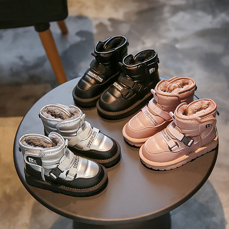 Zimske plišane čizme za snijeg za djecu, debele, tople pamučne cipele do gležnja, vodootporna, protuklizna, tinejdžerska obuća za dječake i djevojčice