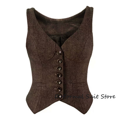 Dámska vlnená bunda s výstrihom do V a strihom rybej kosti, bez rukávov, úzky strih, vintage, ležérna letná pletená vesta od dámskeho športového obleku, nové vrchné oblečenie