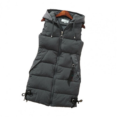 Ženski prsluk Jednobojna pamučno podstavljena jesen-zima topla jakna s uzicom za svakodnevno nošenje