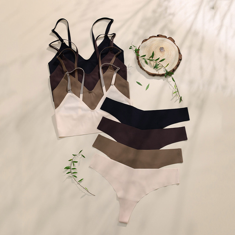 TERMEZY moteriškas besiūlių liemenėlių rinkinys Seksualūs stringai žemu juosmeniu kelnaitės be vielos liemenėlės apyrankės apatinis trikotažas Belaidis liemenėlė moteriškas apatinis trikotažas