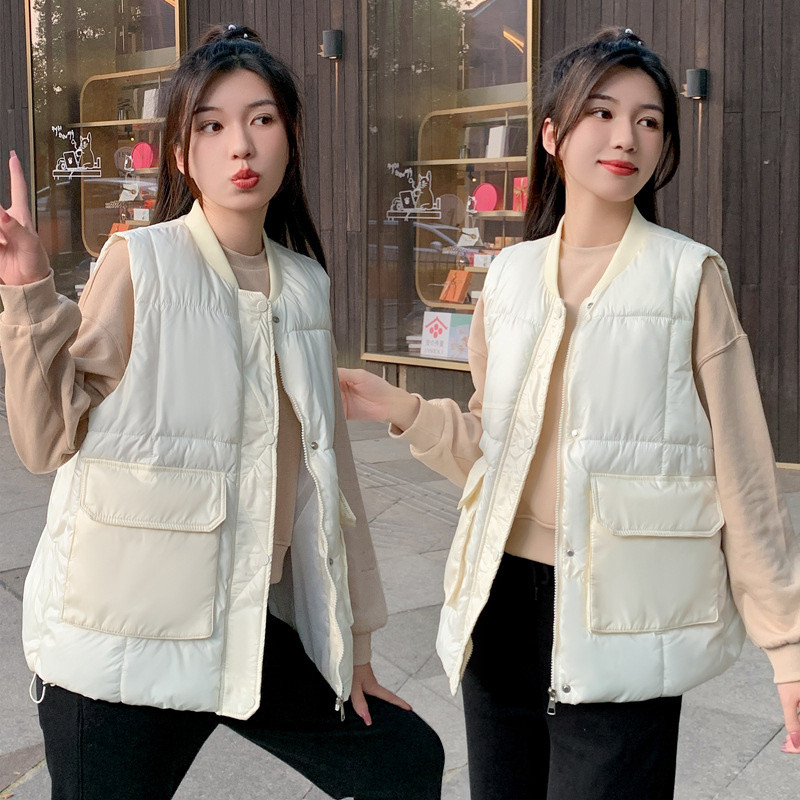 Jachetă din bumbac pentru femei, toamnă iarnă, vestă 2023, nouă, culoare solidă, cu buzunar mare, fără mâneci