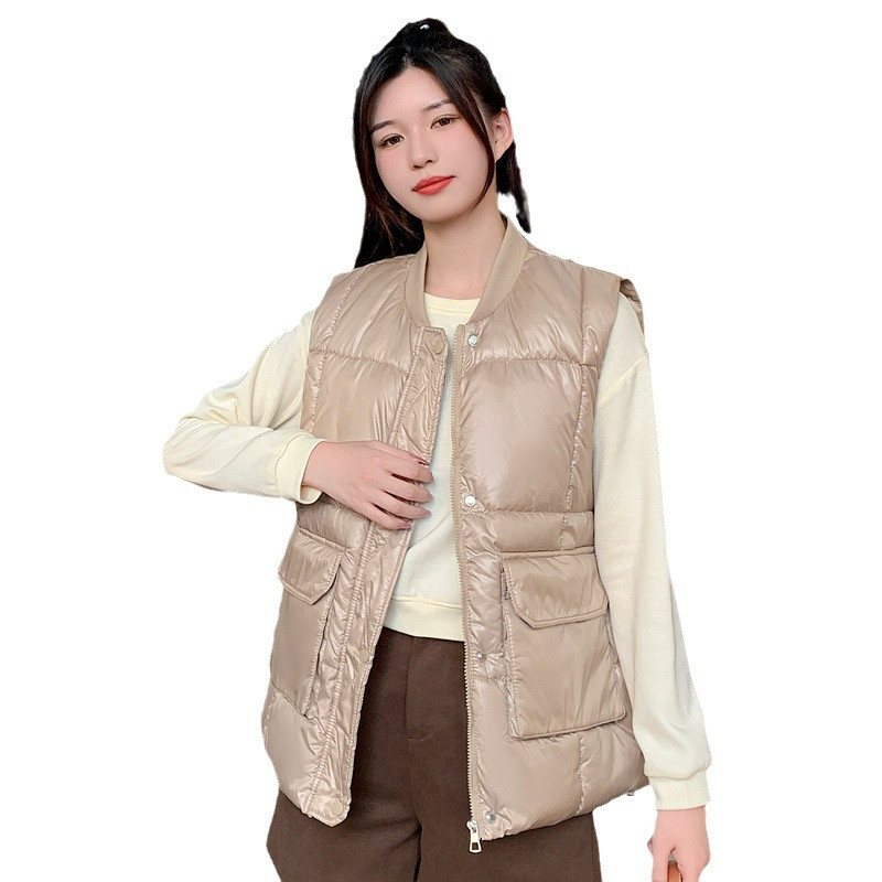 Jachetă din bumbac pentru femei, toamnă iarnă, vestă 2023, nouă, culoare solidă, cu buzunar mare, fără mâneci