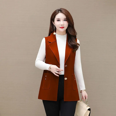 6XL Sredovječni ženski prsluk Novi kaput proljeće jesen Jednobojni kratki prsluk jakna bez rukava Ženska gornja odjeća chalecos para mujer