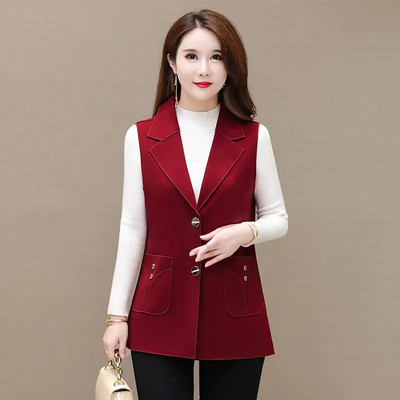 6XL Sredovječni ženski prsluk Novi kaput proljeće jesen Jednobojni kratki prsluk jakna bez rukava Ženska gornja odjeća chalecos para mujer