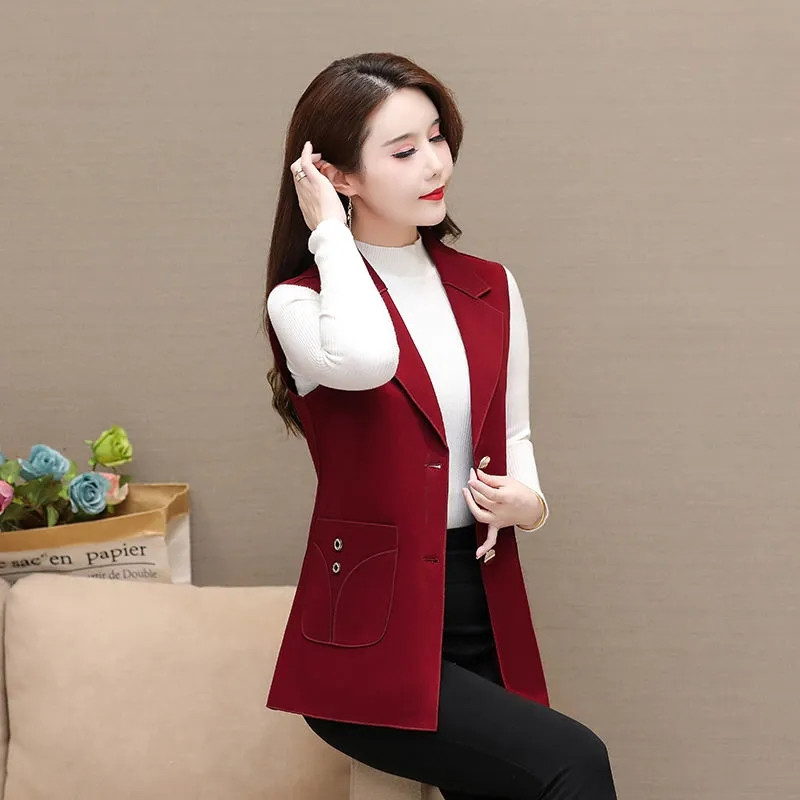 6XL Sredovječni ženski prsluk Novi kaput proljeće jesen Jednobojni kratki prsluk jakna bez rukava Ženska gornja odjeća chalecos para mujer