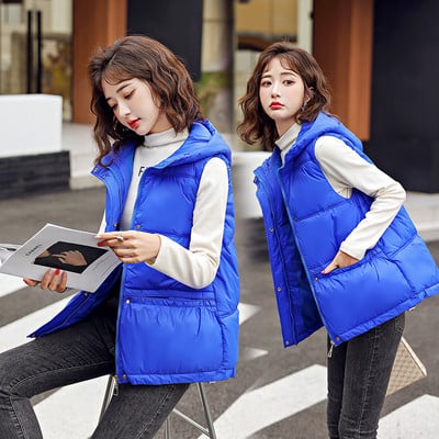 2022 Nová bavlnená páperová vesta pre ženy, zimná módna bavlnená vesta, ležérna streetwear bunda bez rukávov pre ženy, vesta Chaleco Mujer