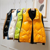 Jesen Zima Ženska puhasta jakna Modni sjajni prsluk Ženski pamučno podstavljeni prsluk Bez rukava Ženska gornja odjeća Chaleco Mujer