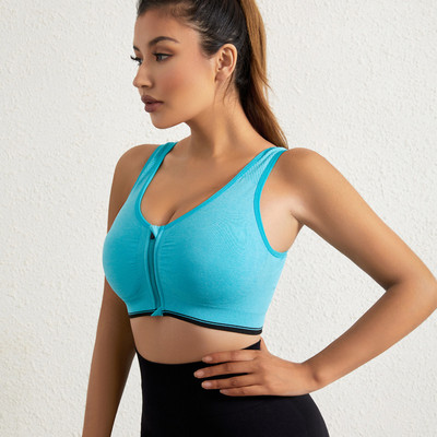 Modoao Fitness Spodná bielizeň Dámska bezšvíková podprsenka bez oceľových krúžkov, odolná proti nárazom, veľká veľkosť, krásna podprsenka so zipsom vzadu a vpredu, bez kostíc