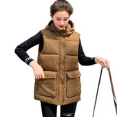 Jesenná zimná dámska bavlnená vesta 2023, kórejská voľná bunda s veľkými vreckami, dámska bunda bez rukávov, vesta, vrchné oblečenie Chaleco Mujer