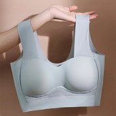 Lenjerie de corp de damă din mătase de gheață de vară fără urme adunate a fost mică, fără inel de oțel, sutien pentru femei în stil vestă adunată anti-slăbire