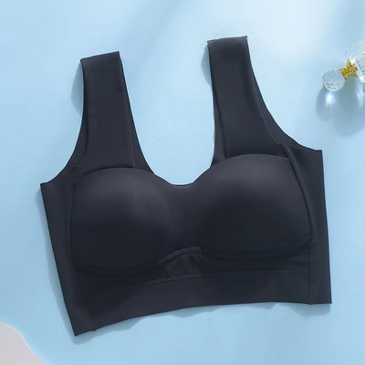 Lenjerie de corp de damă din mătase de gheață de vară fără urme adunate a fost mică, fără inel de oțel, sutien pentru femei în stil vestă adunată anti-slăbire