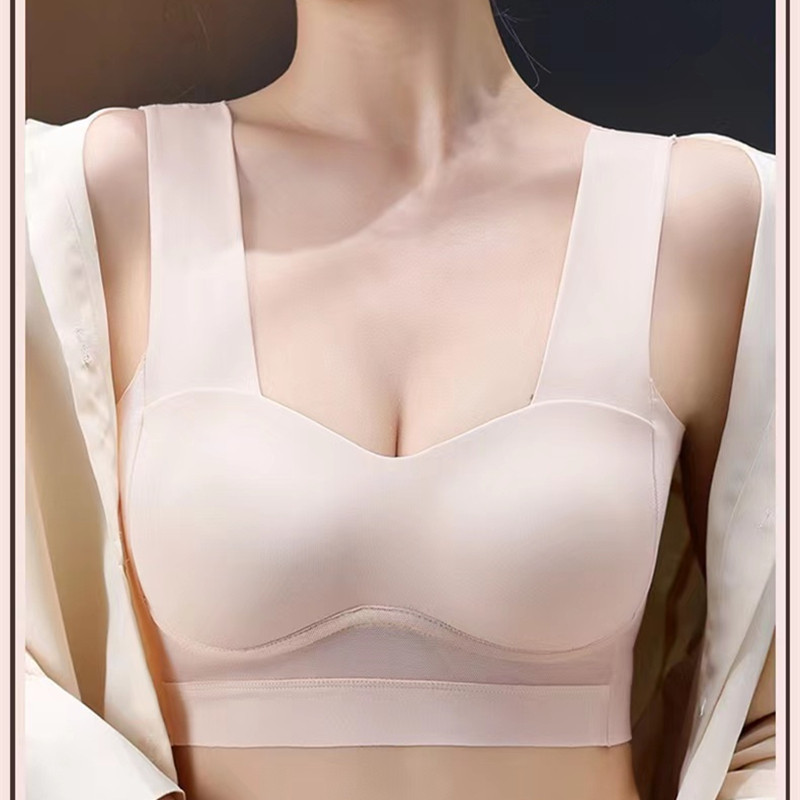 Lenjerie de corp de damă din mătase de gheață de vară fără urme adunate a fost mică, fără inel de oțel, sutien pentru femei în stil vestă adunată anti-slăbire