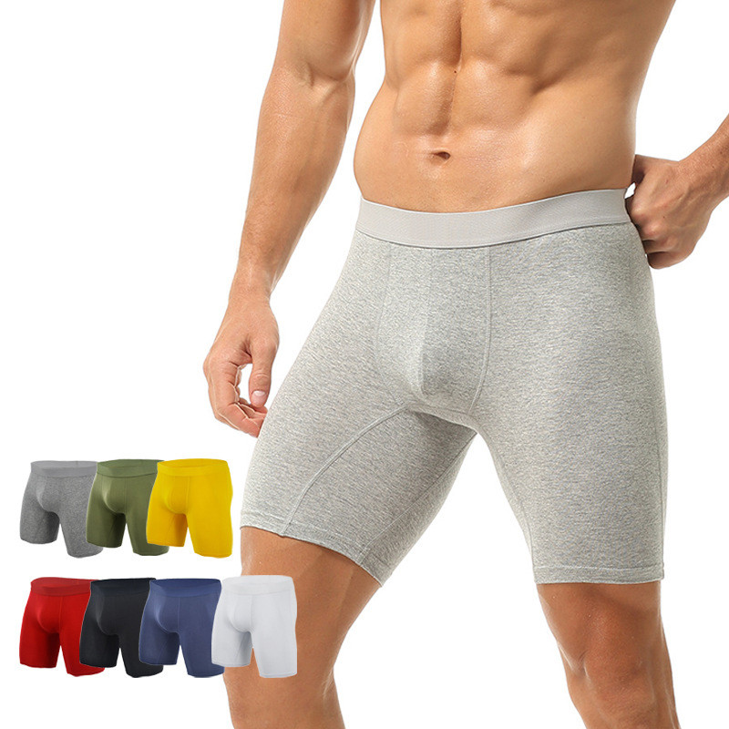 Vyriškos medvilnės ilgos kojos sportinės trumpos kelnės kvėpuojančios patogios vyriškos apatinės kelnės Bokseriniai šortai Minkštos elastinės pailginti vyriškos apatinės kelnės
