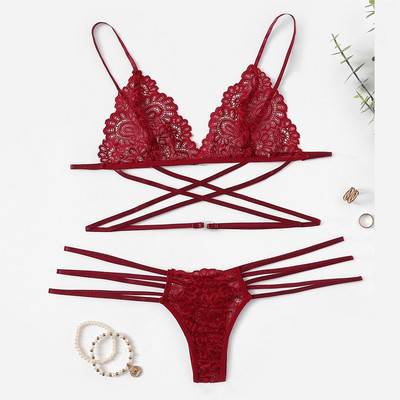 Ofertă caldă Lenjerie de corp pentru femei Set de lenjerie sexy pentru femei Lenjerie de lenjerie din dantelă de dimensiuni mari Set tanga Bodydoll Lenjerie de dormit Bandage Sutien Lenjerie de corp