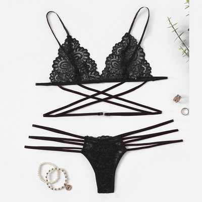 Ofertă caldă Lenjerie de corp pentru femei Set de lenjerie sexy pentru femei Lenjerie de lenjerie din dantelă de dimensiuni mari Set tanga Bodydoll Lenjerie de dormit Bandage Sutien Lenjerie de corp