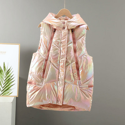 Jesen Zimska jakna Ženska donja pamučna vesta Kaput Nova kratka jakna bez rukava s kapuljačom Ženski prsluk Gornja odjeća Chaleco Mujer