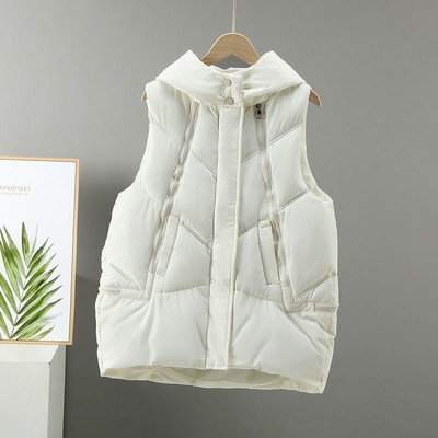 Jesen Zimska jakna Ženska donja pamučna vesta Kaput Nova kratka jakna bez rukava s kapuljačom Ženski prsluk Gornja odjeća Chaleco Mujer