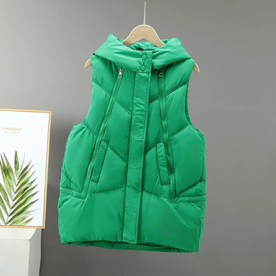 Jesen Zimska jakna Ženska donja pamučna vesta Kaput Nova kratka jakna bez rukava s kapuljačom Ženski prsluk Gornja odjeća Chaleco Mujer