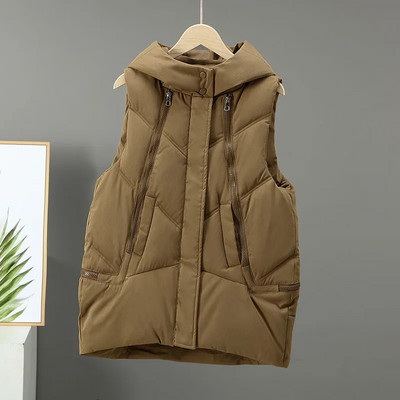 Jesen Zimska jakna Ženska donja pamučna vesta Kaput Nova kratka jakna bez rukava s kapuljačom Ženski prsluk Gornja odjeća Chaleco Mujer