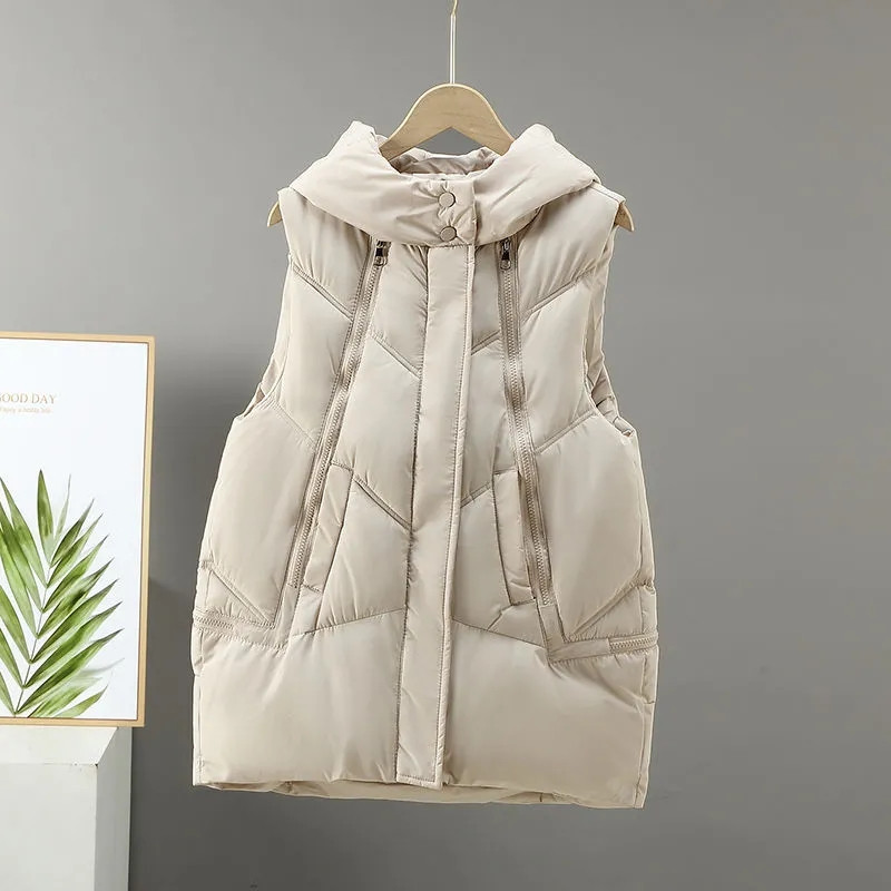 Jesen Zimska jakna Ženska donja pamučna vesta Kaput Nova kratka jakna bez rukava s kapuljačom Ženski prsluk Gornja odjeća Chaleco Mujer