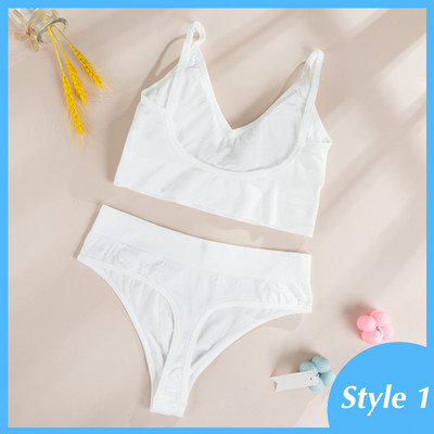 Komplet grudnjaka od 2 kom Ženski seksi grudnjak Seksi žensko donje rublje Rebrasti gornji dijelovi Bešavni grudnjak bez žica i seksi set gaćica