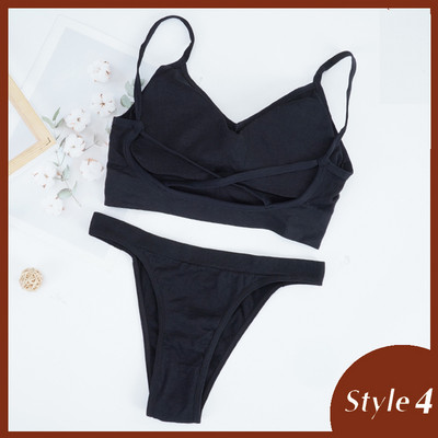 Komplet grudnjaka od 2 kom Ženski seksi grudnjak Seksi žensko donje rublje Rebrasti gornji dijelovi Bešavni grudnjak bez žica i seksi set gaćica