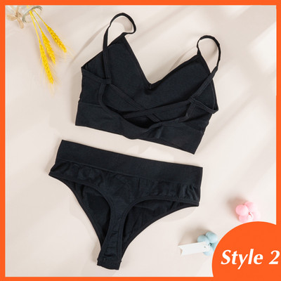 Komplet grudnjaka od 2 kom Ženski seksi grudnjak Seksi žensko donje rublje Rebrasti gornji dijelovi Bešavni grudnjak bez žica i seksi set gaćica