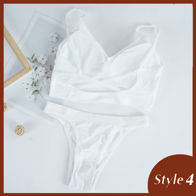 Komplet grudnjaka od 2 kom Ženski seksi grudnjak Seksi žensko donje rublje Rebrasti gornji dijelovi Bešavni grudnjak bez žica i seksi set gaćica