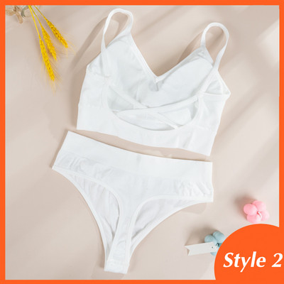 Komplet grudnjaka od 2 kom Ženski seksi grudnjak Seksi žensko donje rublje Rebrasti gornji dijelovi Bešavni grudnjak bez žica i seksi set gaćica