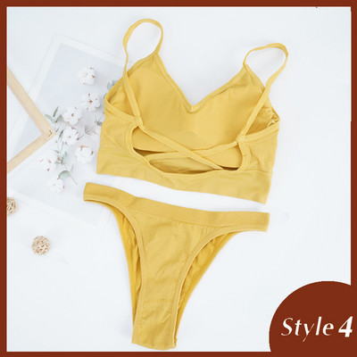 Komplet grudnjaka od 2 kom Ženski seksi grudnjak Seksi žensko donje rublje Rebrasti gornji dijelovi Bešavni grudnjak bez žica i seksi set gaćica