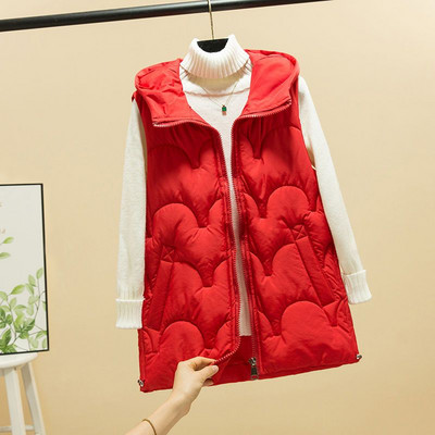 Moteriškos žieminės šiltos medvilnės paminkštintos pūkinės liemenės be rankovių parkas Striukė Liemenė Stora moteriška vėjo striukė su gobtuvu liemenė