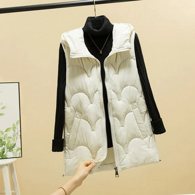 Moteriškos žieminės šiltos medvilnės paminkštintos pūkinės liemenės be rankovių parkas Striukė Liemenė Stora moteriška vėjo striukė su gobtuvu liemenė