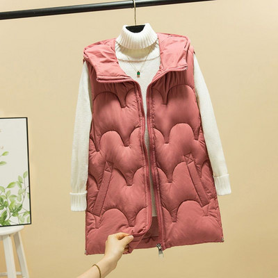 Moteriškos žieminės šiltos medvilnės paminkštintos pūkinės liemenės be rankovių parkas Striukė Liemenė Stora moteriška vėjo striukė su gobtuvu liemenė