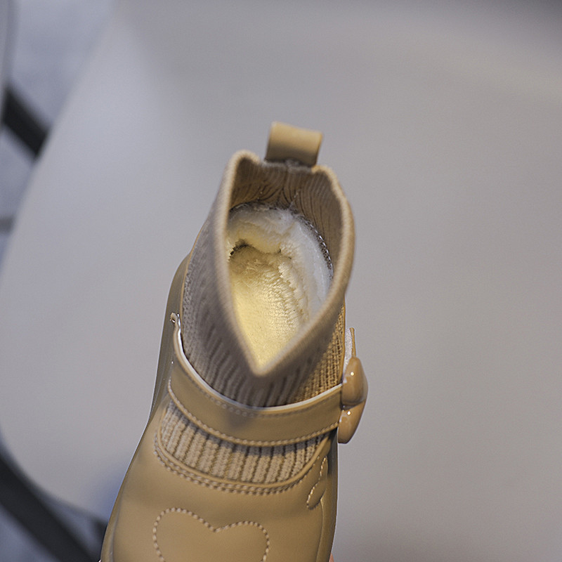 Cizme de zăpadă pentru fetițe, toamnă iarnă, pantofi tricotati pentru copii, impermeabile, rezistente la vânt, anti-alunecare, în aer liber, calde, de pluș, pentru copii.