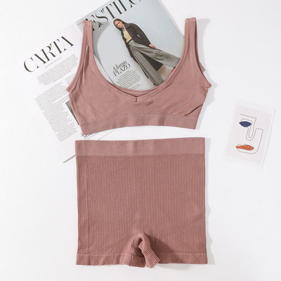 Σετ σουτιέν χωρίς ραφές Γυναικείο σουτιέν V λαιμού Ασύρματο σουτιέν Σέξι εσώρουχα Σετ μαλακά σορτς Γυναικεία εσώρουχα Γυναικεία Comfy Intimates