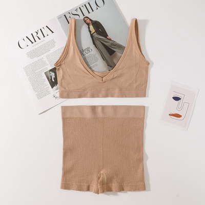 Σετ σουτιέν χωρίς ραφές Γυναικείο σουτιέν V λαιμού Ασύρματο σουτιέν Σέξι εσώρουχα Σετ μαλακά σορτς Γυναικεία εσώρουχα Γυναικεία Comfy Intimates