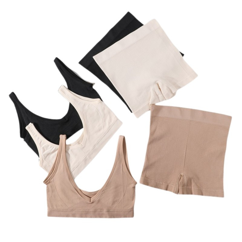 Σετ σουτιέν χωρίς ραφές Γυναικείο σουτιέν V λαιμού Ασύρματο σουτιέν Σέξι εσώρουχα Σετ μαλακά σορτς Γυναικεία εσώρουχα Γυναικεία Comfy Intimates