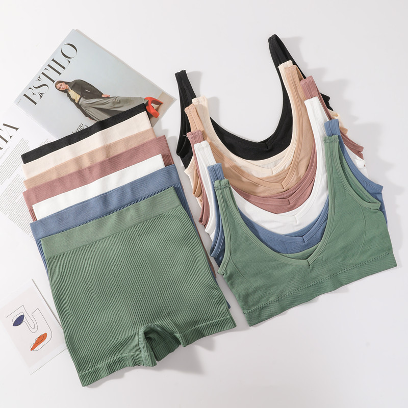 Σετ σουτιέν χωρίς ραφές Γυναικείο σουτιέν V λαιμού Ασύρματο σουτιέν Σέξι εσώρουχα Σετ μαλακά σορτς Γυναικεία εσώρουχα Γυναικεία Comfy Intimates