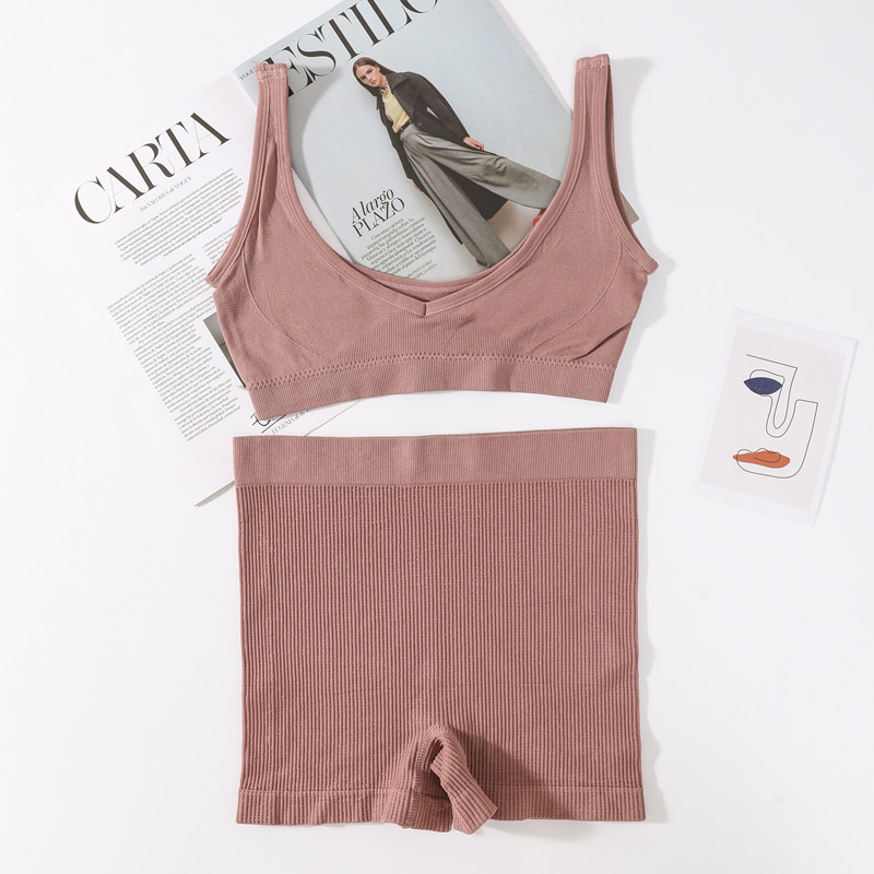 Σετ σουτιέν χωρίς ραφές Γυναικείο σουτιέν V λαιμού Ασύρματο σουτιέν Σέξι εσώρουχα Σετ μαλακά σορτς Γυναικεία εσώρουχα Γυναικεία Comfy Intimates