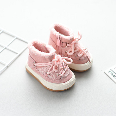Rudens žiema mergaičių berniukų sniego batai vaikams medvilniniai paminkštinti batai šilti pliušiniai, neslidūs vaikiški, aukšti batai mažiems vaikams