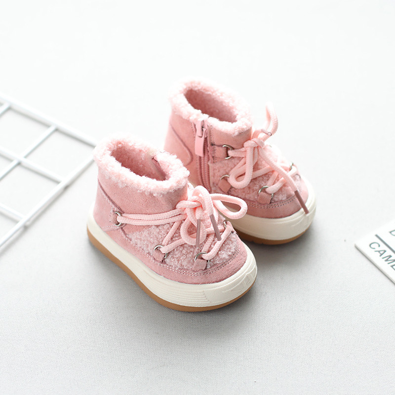 Rudens žiema mergaičių berniukų sniego batai vaikams medvilniniai paminkštinti batai šilti pliušiniai, neslidūs vaikiški, aukšti batai mažiems vaikams