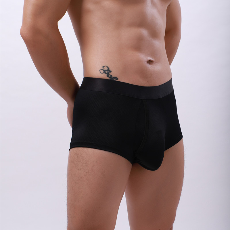 Dimensiune EUR Lenjerie de corp pentru bărbați, din mătase de gheață, fără sudură, boxer, husă convexă, boxer, cu plasă, respirabil, chiloți sexy pentru bărbați