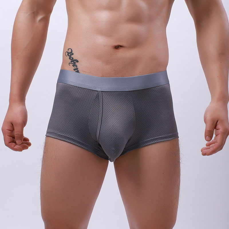 Dimensiune EUR Lenjerie de corp pentru bărbați, din mătase de gheață, fără sudură, boxer, husă convexă, boxer, cu plasă, respirabil, chiloți sexy pentru bărbați